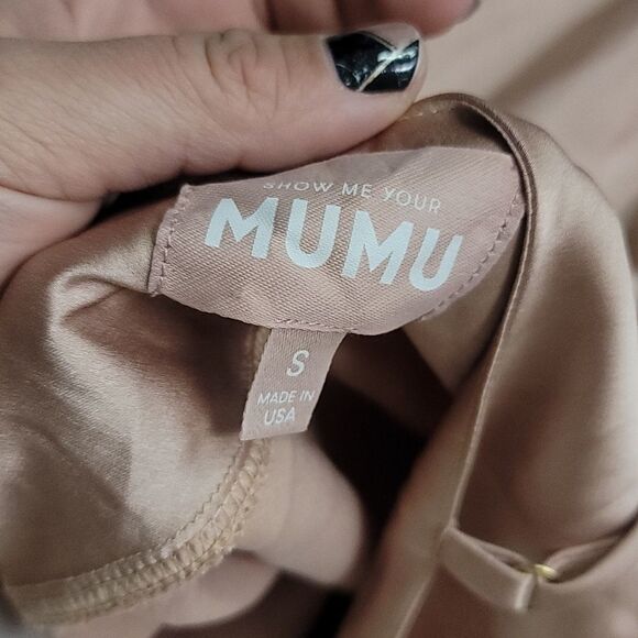 NWOT Show Me Your MuMu Tuscany Maxi Slip Dress in Rose Gold Luxe Satin - Picture 10 of 11